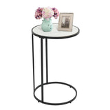 Round Side Table Black - Wood Top End Table with Metal Frame, Accent Tables