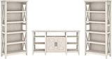 Key West Tall TV Stand with Set of 2 Bookcases, Farmhouse Entertainment Center