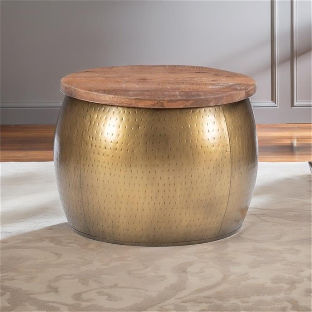 16" x 22.5" Modern/Contemporary Metal Drum End Table/Decorative Accent Table