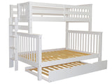 BK961EL-Trundle Bunk Bed, Twin over Full, White