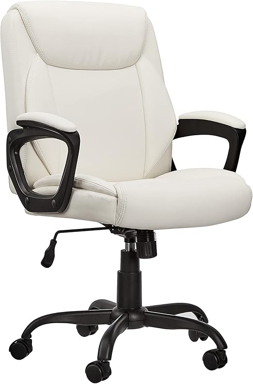 Classic PU Padded Mid-Back Office Chair with Armrests - Brown