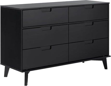 Modern Solid Pine Wood 6-Drawer Dresser with Metal Handles and Generous Storage Space, 52 Inch, Caramel Finish