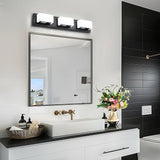 Black Bathroom Vanity Lights, 24 inch Dimmable Modern LED Bathroom Lighting