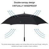 72 Inch Huge Large Oversize Golf Umbrella Automatic Open Double Canopy Vented Windproof Stick Umbrellas,