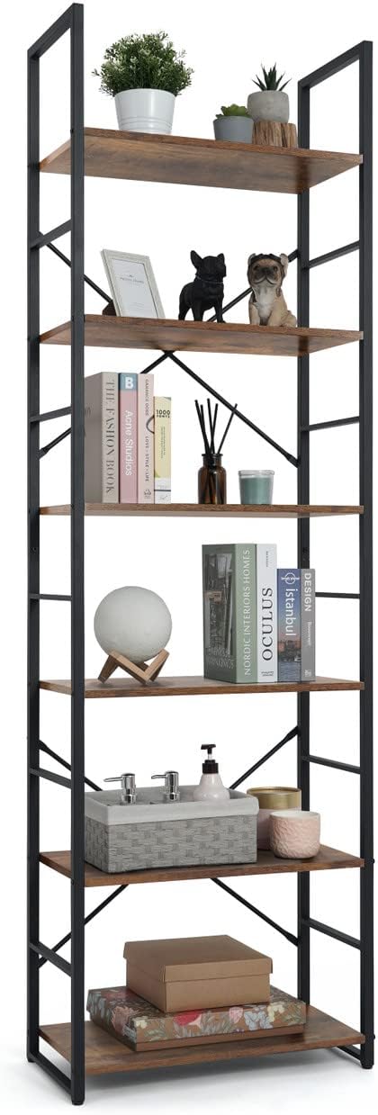 5 Tier Bookshelf, 24 Inch Width Free Standing Shelf, Bookcase Shelf Storage Organizer