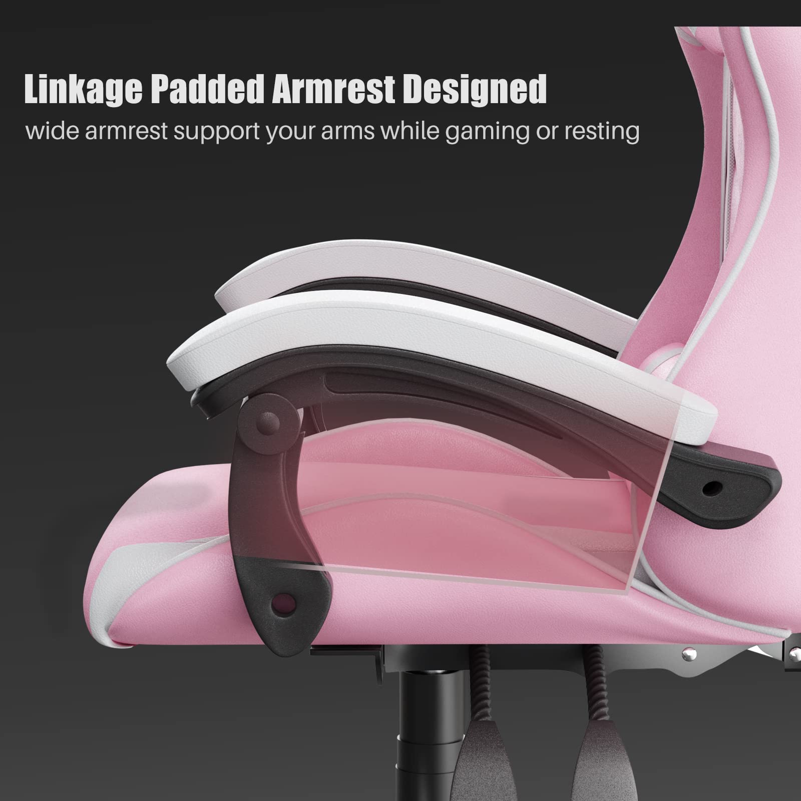 Ergonomic Gaming Chair with Lumbar Support - Light Pink