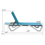 Patio Chaise Lounge Chair - Full Flat Alumium & Resin Legs, Outdoor Reclining