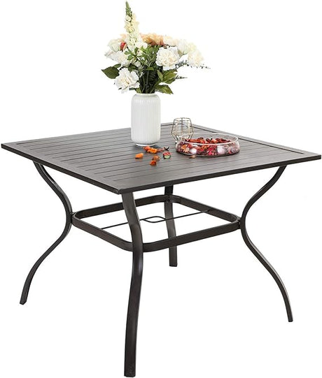 64" Large Outdoor Dining Table, Rectangular Metal Patio Table for 6