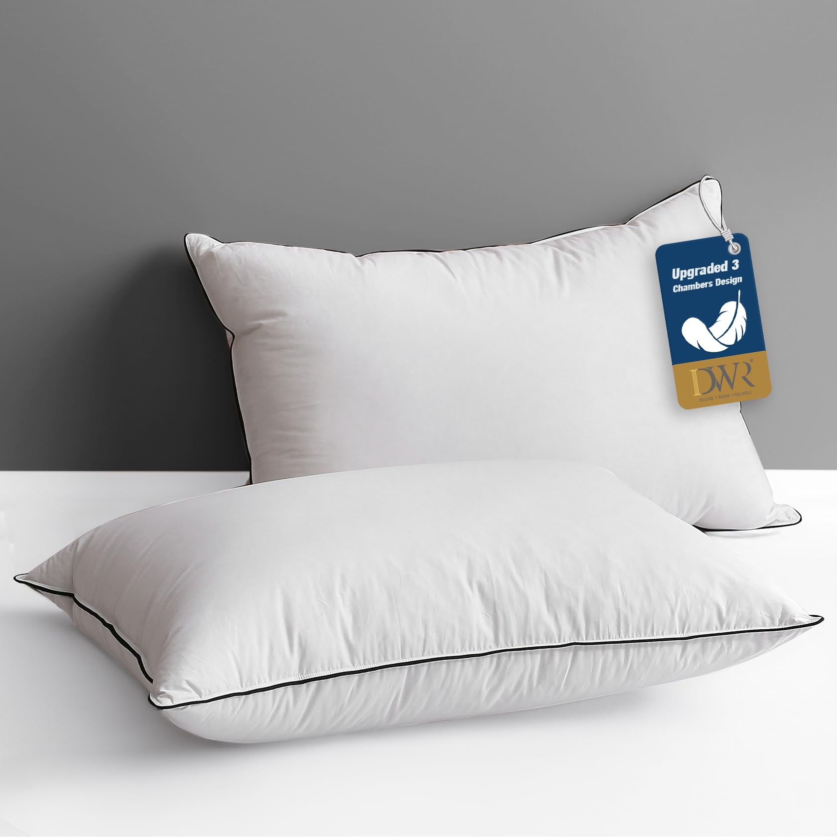 Goose Feather Down Pillow for Sleeping 2 Pack