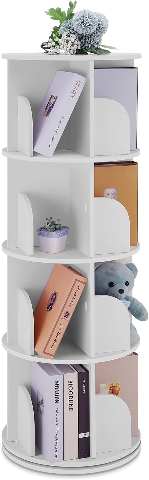 Rotating Bookshelf 360 Display Floor Standing Bookcase Storage Rack for Kids&Adults