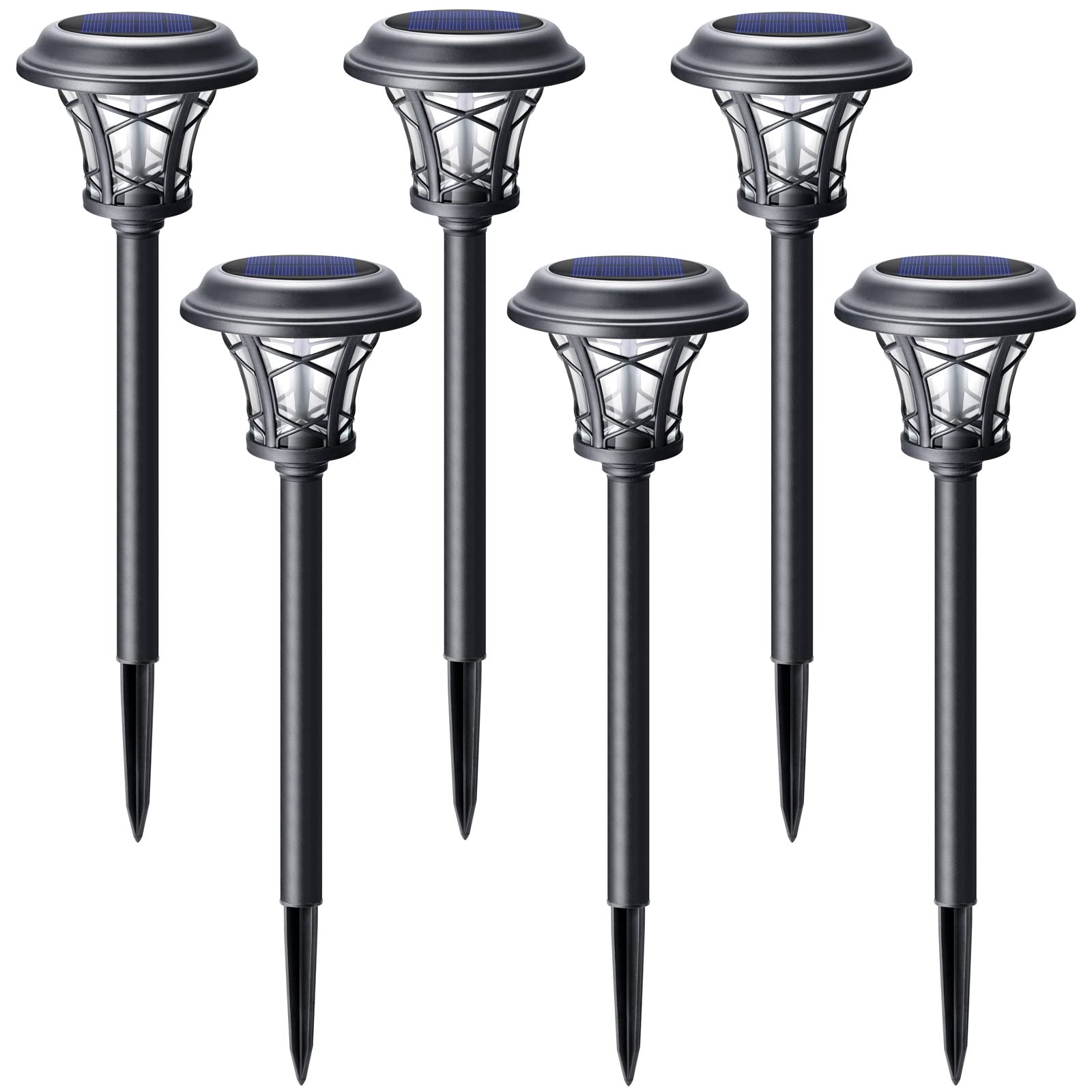 Solar Pathway Lights Outdoor 6 Pack Glass Stainless Steel Driveway Lights