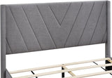 ,Linen Upholstered Platform Bedframe with 3 Drawers & Wing Shaped Headboard,Queen