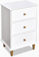 Nightstand with 3 Drawers Set of 2, Wooden Side Table Bedroom Storage Cabinet, Simple and Exquisite Furniture in Small Space (2, White)