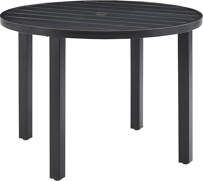 Kaplan 6-Person Rectangular Outdoor Dining Table with Umbrella Hole for Outside Patio