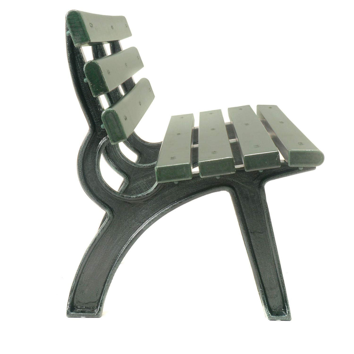 6'L Outdoor Park Bench with Backrest, Recylced Plastic Slats, Wrought Iron Frame