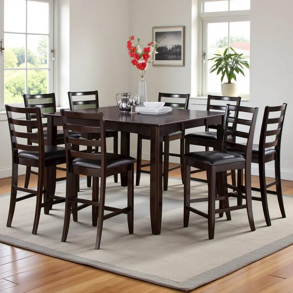 9 Piece Square Counter Height Dining Table Set for 8