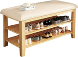 Shoe Bench, 2-Tier Shoe Rack for Entryway, Storage Organizer with PU Padded Seat