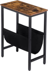 Narrow End Table, Side Table for Small Spaces, Slim Nightstand with Magazine Holder