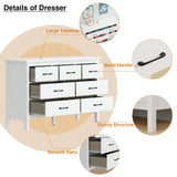 Dresser for Bedroom with 7 Drawers, Modern White Dresser with Golden Handles