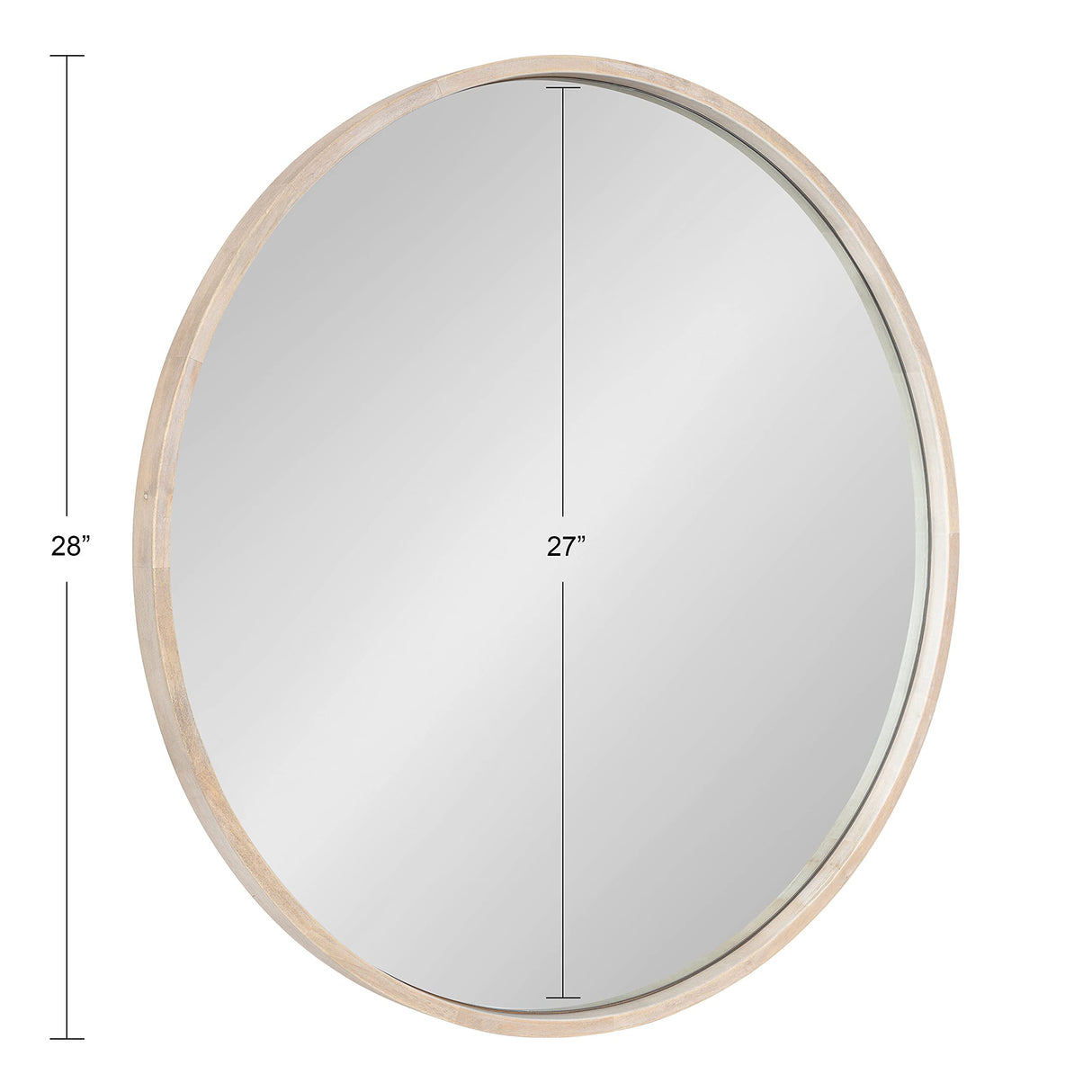 Valenti Farmhouse Round Wall Mirror, 28 inch Diameter, White, Decorative Circle Mirror