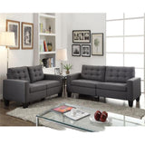 Earsom Fabric Tufted Back Sofa in Gray