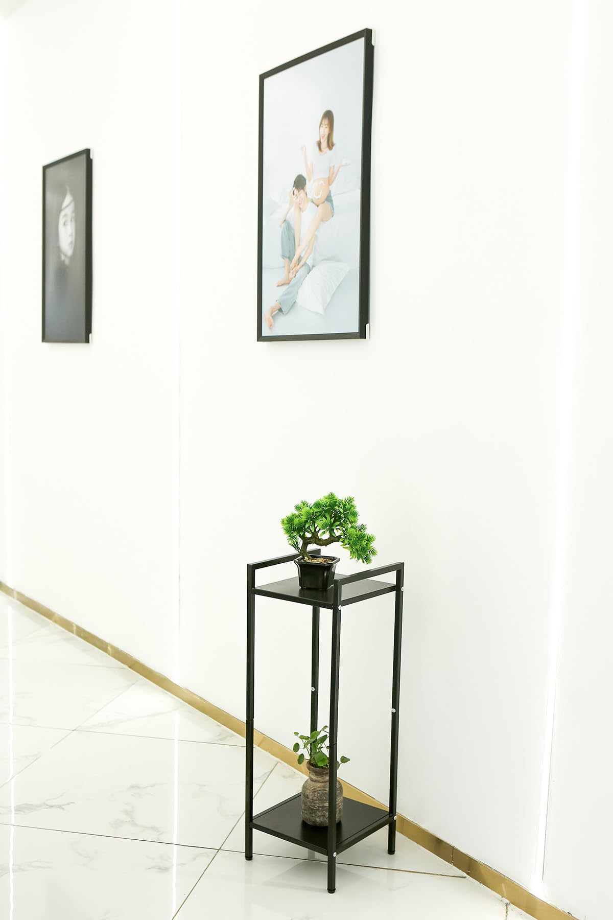 Single Plant Stand Indoor Tall: 2 Tier Metal Modern Small Flower Storage Plant Shelf