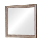 Mirror with Rectangle Wooden Frame and Washed Look, Brown