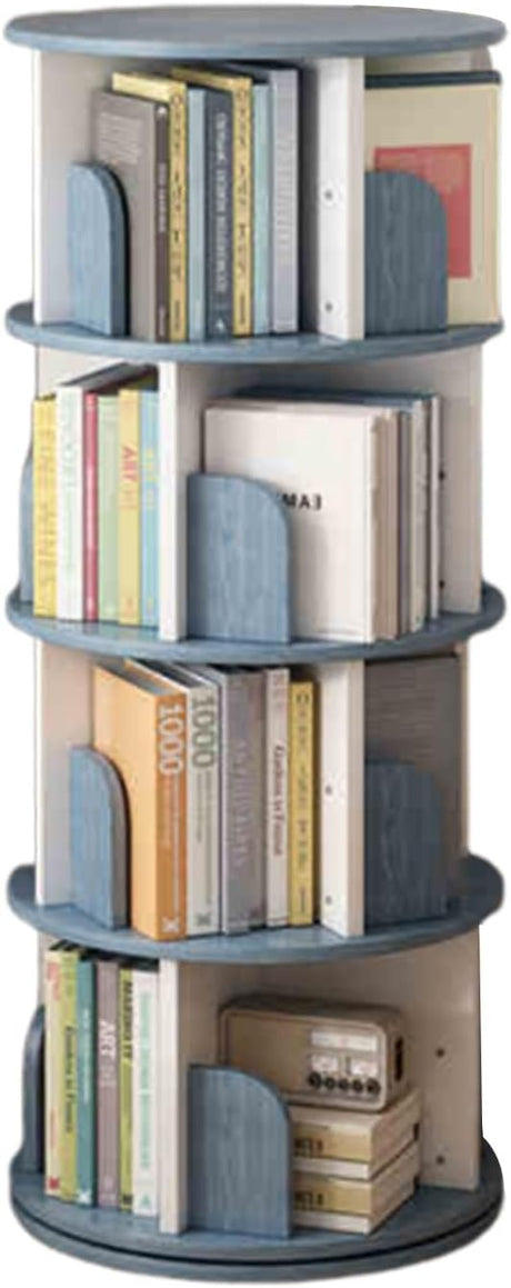 Tier Rotating Bookshelf Tower, 360° Display Floor Standing Book Organizer, Corner