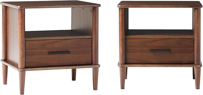 Transitional Spindle-Leg 1-Drawer Nightstand
