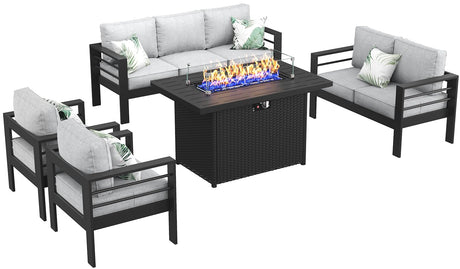 Aluminum Furniture Set with Fire Pit Table