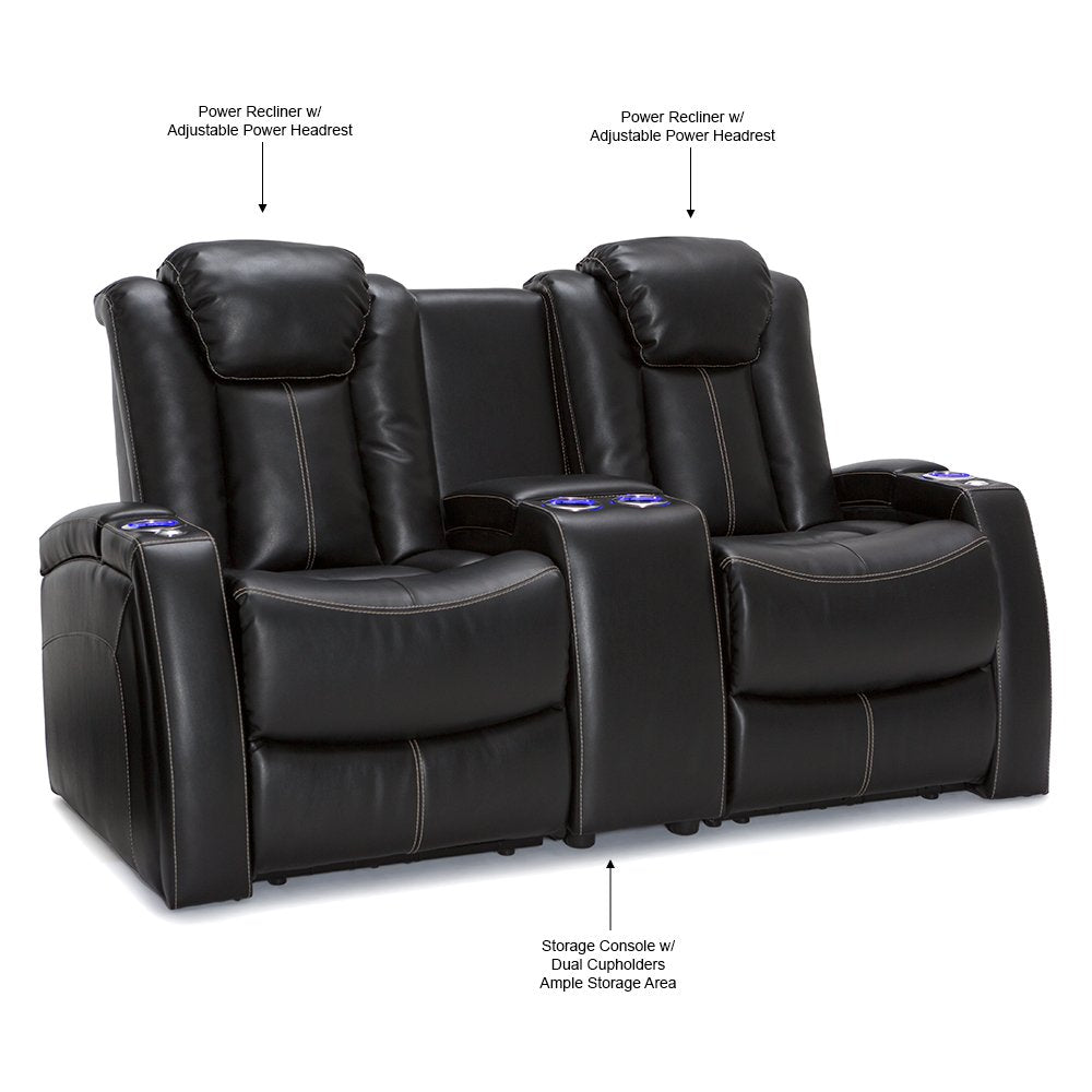 Omega Home Theater Seating - Living Room - Leather Gel - Power Recline