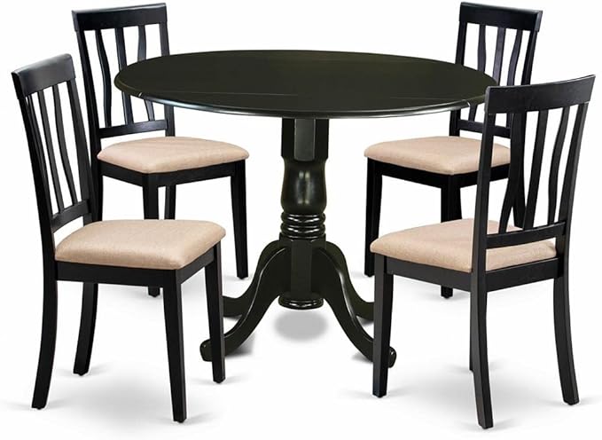 DLAN5-BLK-C 5 Piece Dining Room Table Set Includes a Round Kitchen Table