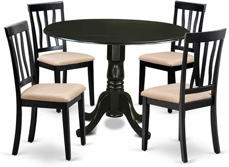 DLAN5-BLK-C 5 Piece Dining Room Table Set Includes a Round Kitchen Table