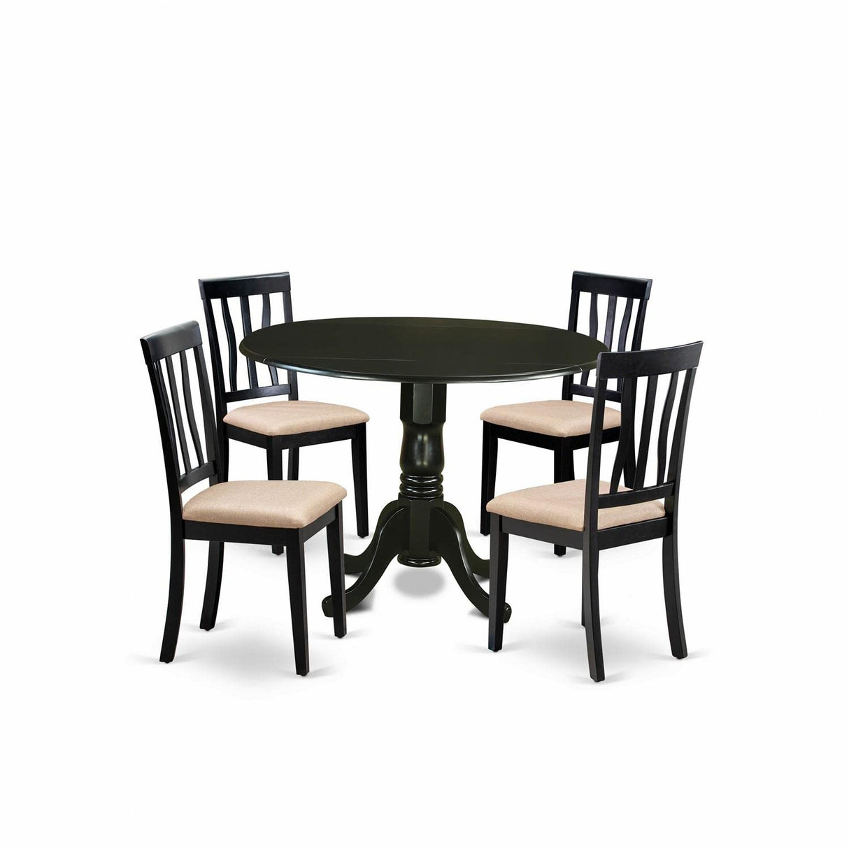 DLAN5-BLK-C 5 Piece Dining Room Table Set Includes a Round Kitchen Table