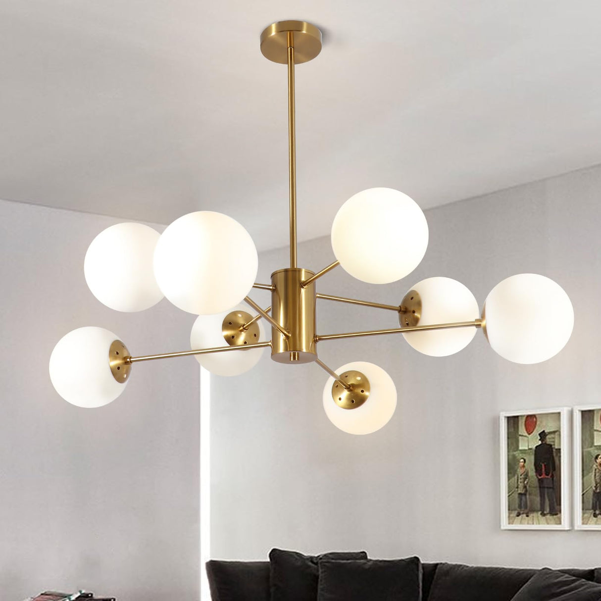 Chandelier Lighting,8-Light Mid Century Modern Chandelier Gold Chandelier for