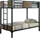 Metal Frame Bunk Bed with Nailhead Accents, Twin, Black