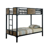 Metal Frame Bunk Bed with Nailhead Accents, Twin, Black