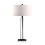 29" Tall Table Lamp with Fabric Shade in Clear Glass/Blackened Bronze/White