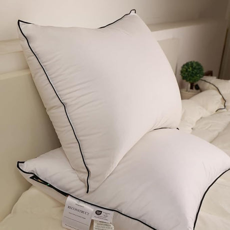 Hungarian Goose Down Pillows Queen Size, 750+ Fill Power, 480 Thread Count 100% Cotton Shell, Soft and Fluffy Bed Pillows for Sleeping - Queen 20x28