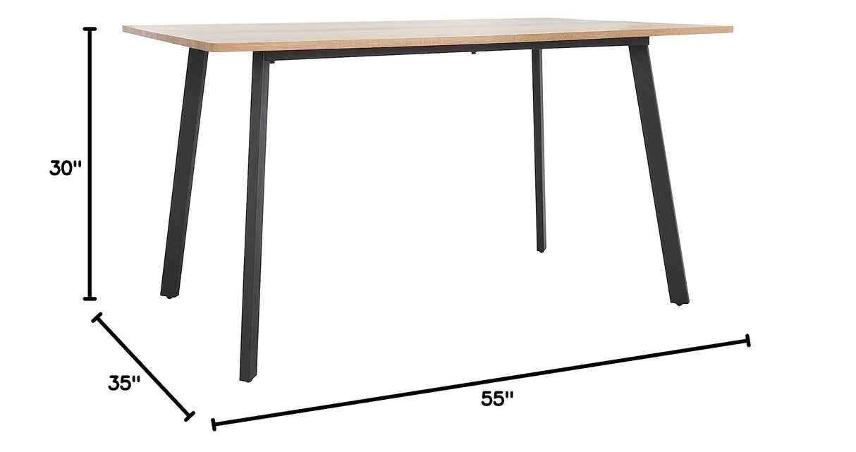 SAFAVIEH Home Collection Leith Mid-Century Scandinavian Natural/Black Stripe Rectangle Dining Table