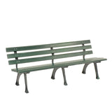 6'L Outdoor Park Bench with Backrest, Recylced Plastic Slats, Wrought Iron Frame