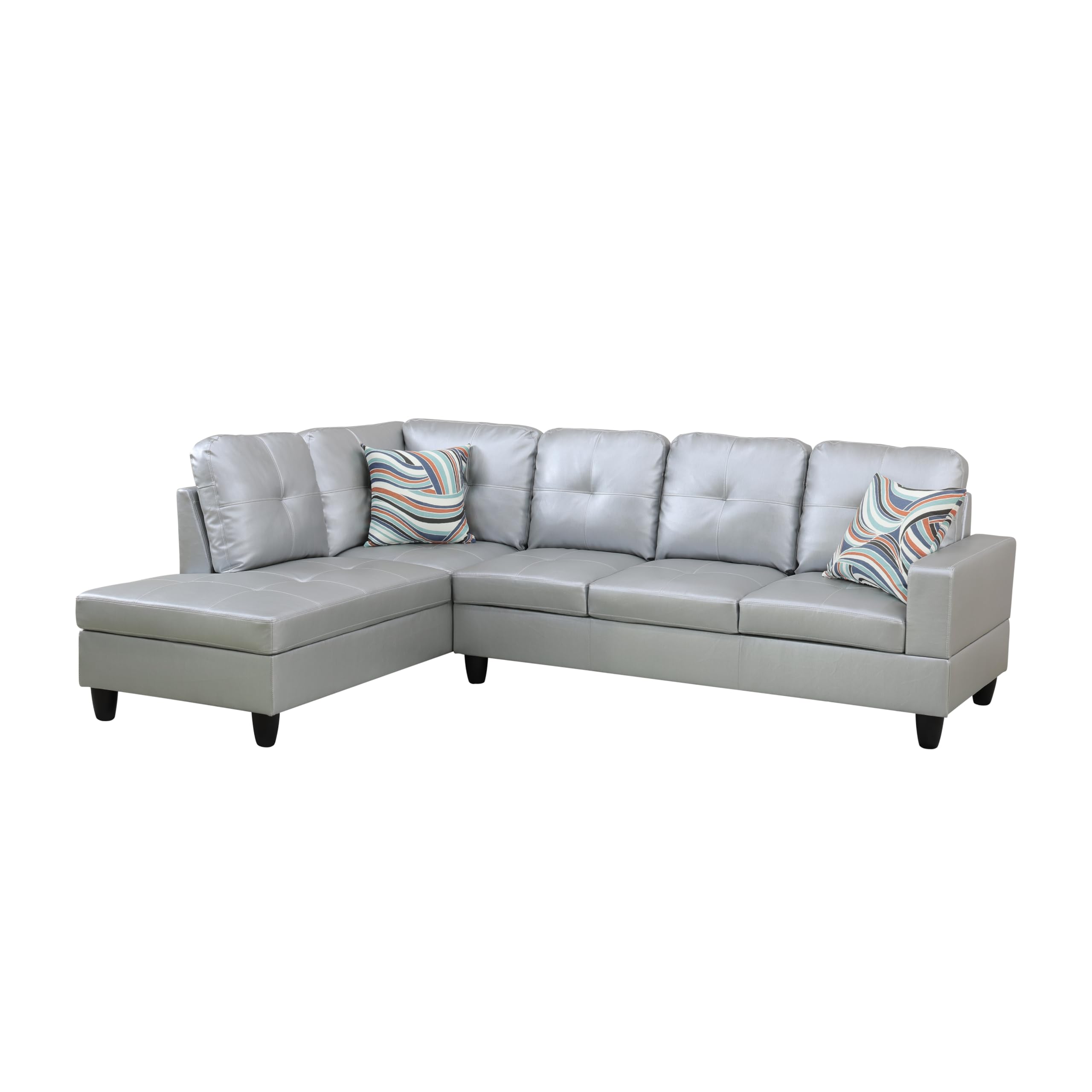 MZX-Carl-SS-00009-LWJ Sectional, 103.5"x74.5"x35", Silver White
