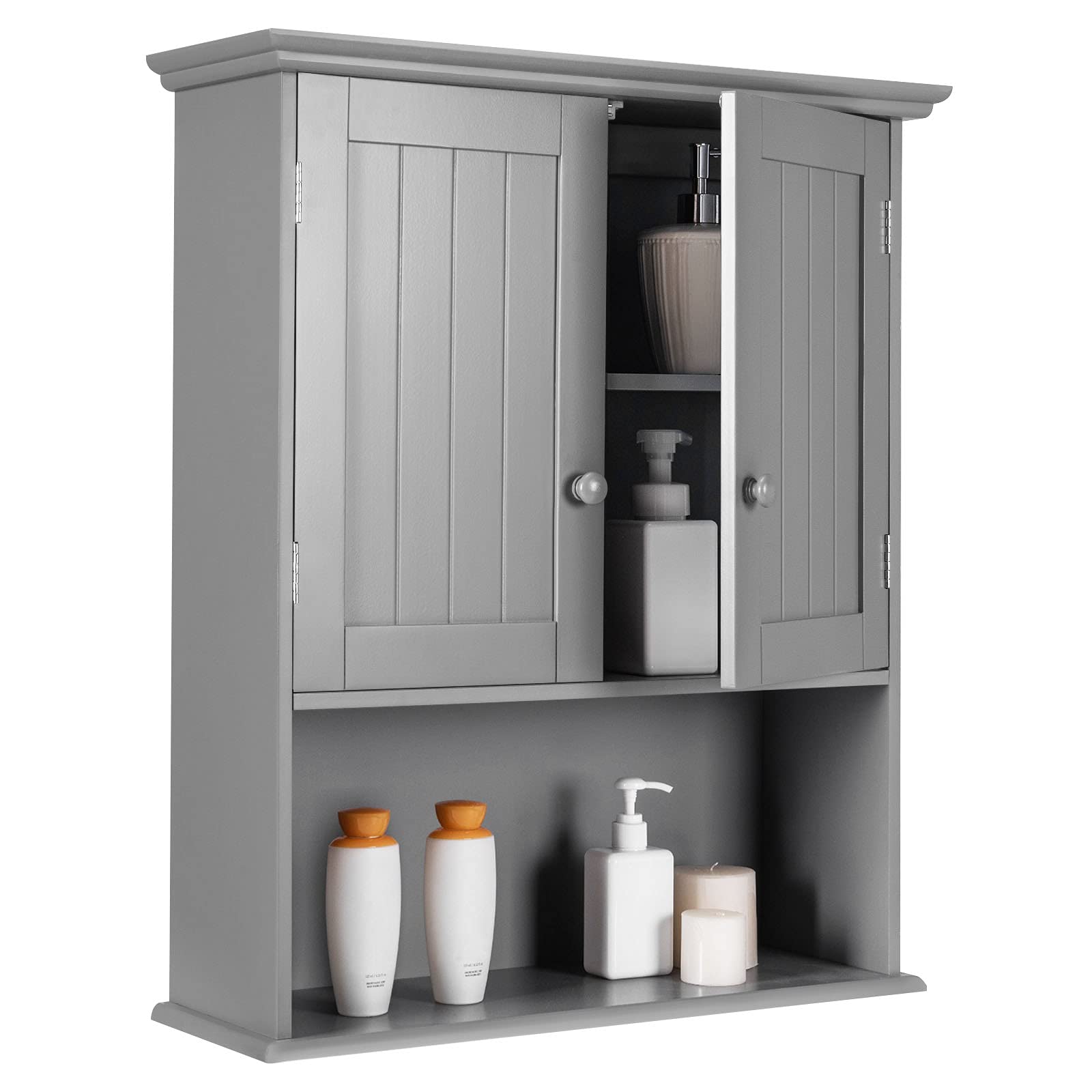 Wall Mount Bathroom Cabinet Wooden Medicine Cabinet Storage Organizer