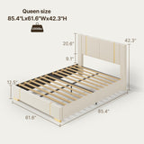 Upgrade Queen Bed Frame, Upholstered Platform Bed Frame with Modern Headboard,