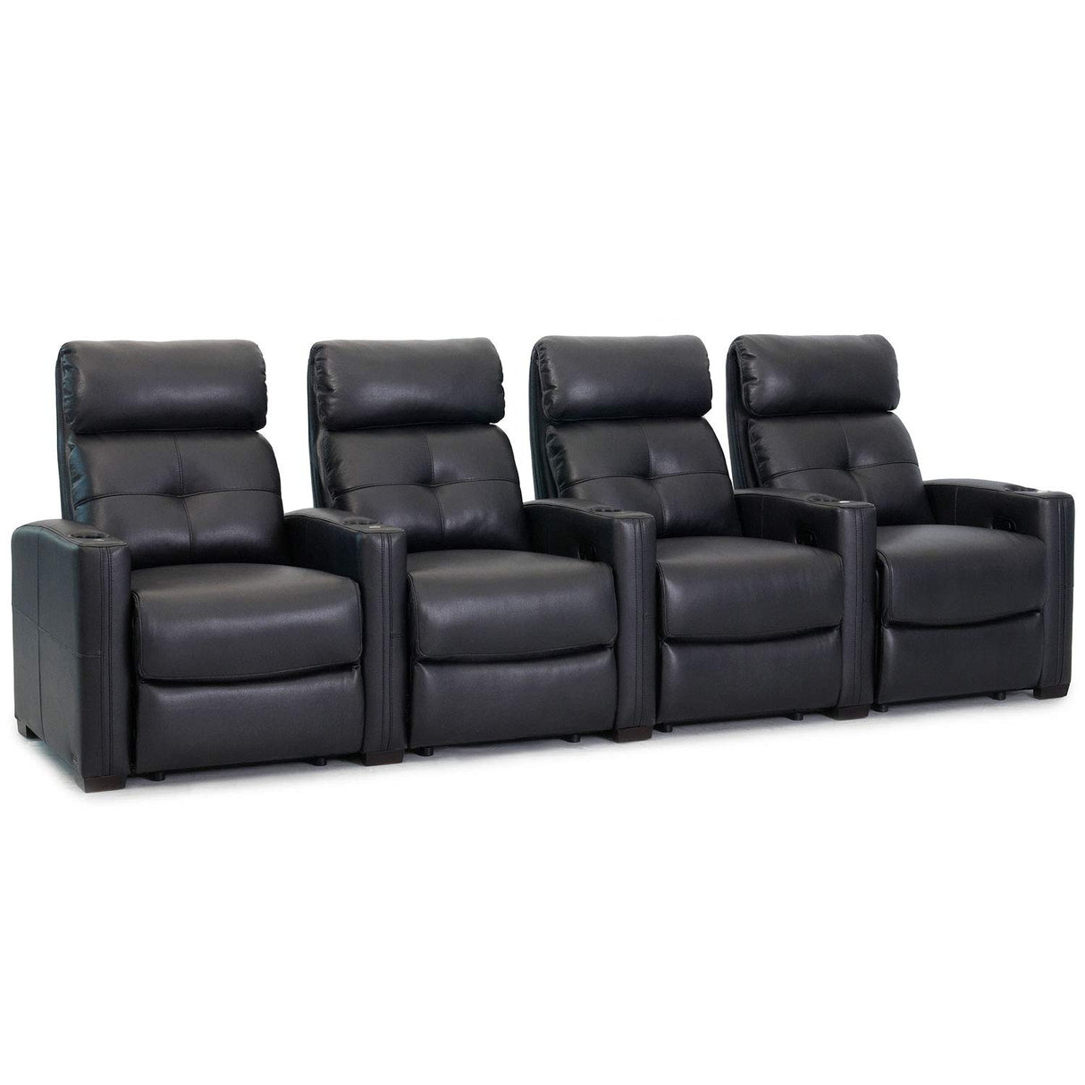 Cloud XS850 Home Theater Chairs - Black Bonded Leather - Manual Recline - Row 4