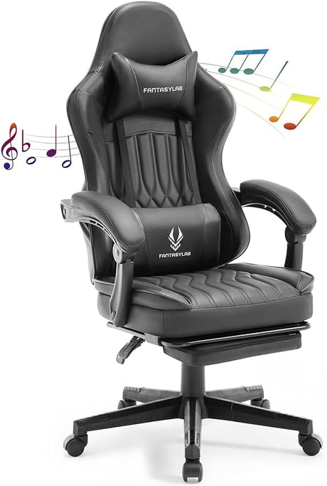 Gaming Chair with Speakers, High Back Computer Chair with Footrest