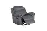 Zubaida Velvet Horizontal Upholstered Glider Recliner in 2-Tone Gray