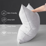 Feather Pillow Standard Queen Size Set of 2 Bed Pillows for Sleeping, Breathable 100% Down-Proof Cotton Cover, Soft Yet Fluffy for Back Stomach Side Sleeper Pillow Inserts(2 Pack,20X28)