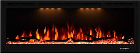 Electric Fireplace 74 Inches Fireplace Recessed