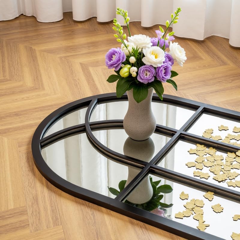 Arched Full Length Mirror 65x22 - Window Pane Floor Mirror